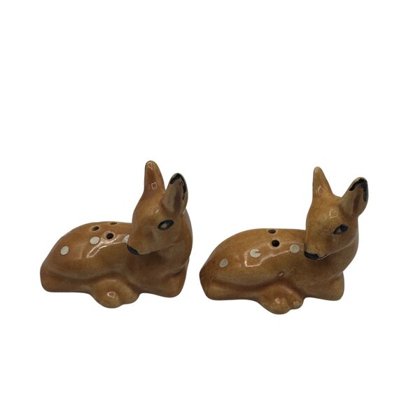 Vintage Ceramic Fawn Deer Salt & Pepper Shaker Set - Picture 1 of 6
